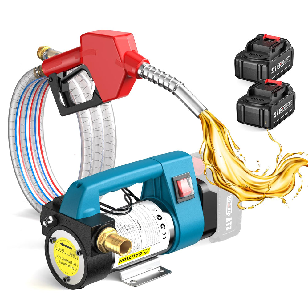 Seesii battery-powered diesel transfer pump shown in cordless operation for field refueling.