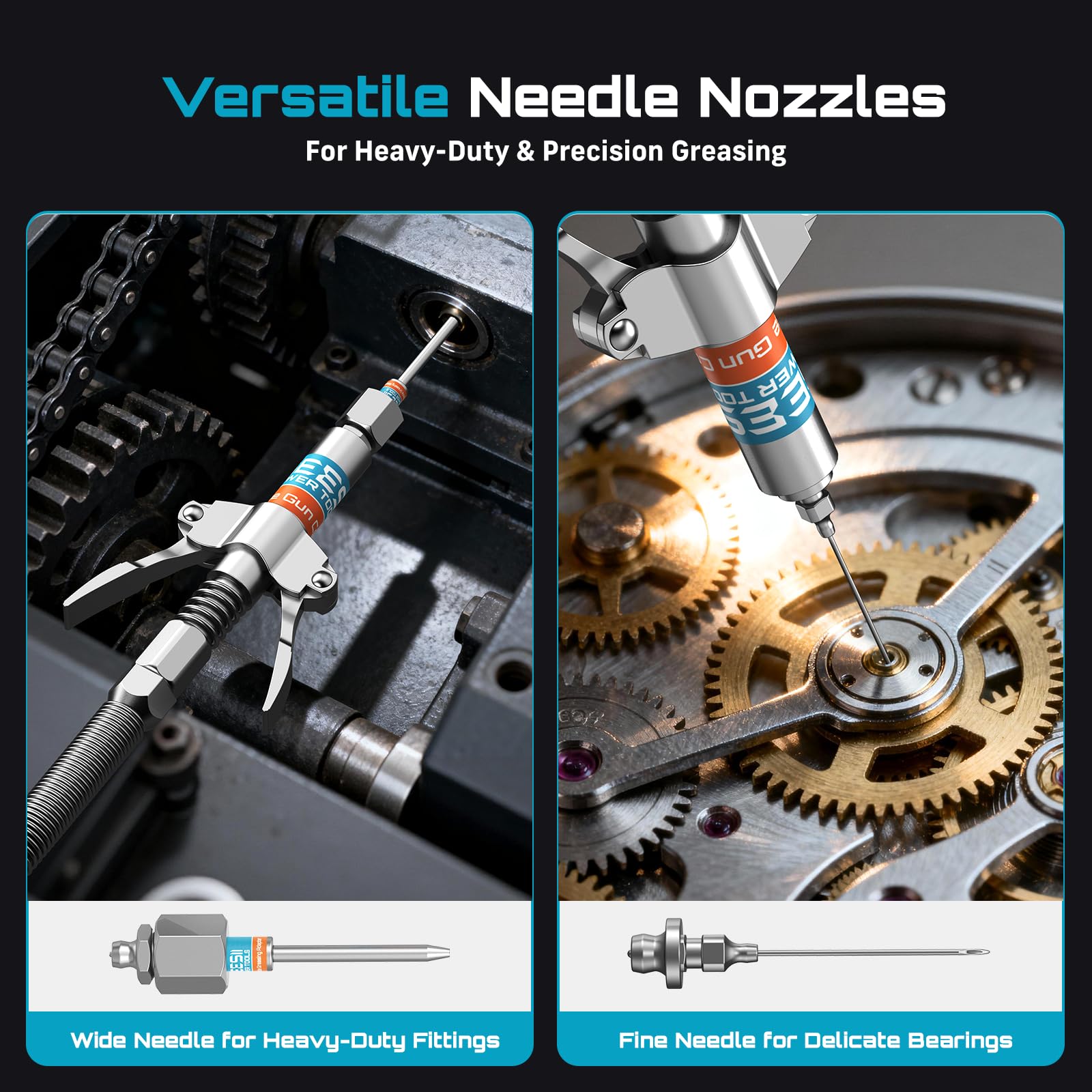 Seesii fine needle tip for precise lubrication of small bearings