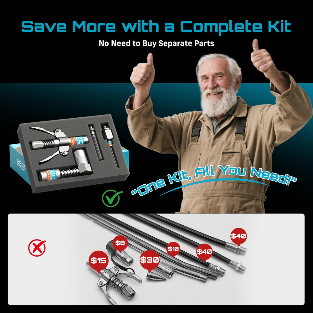 Seesii one-eighth-NPT fit ensures universal compatibility with grease guns