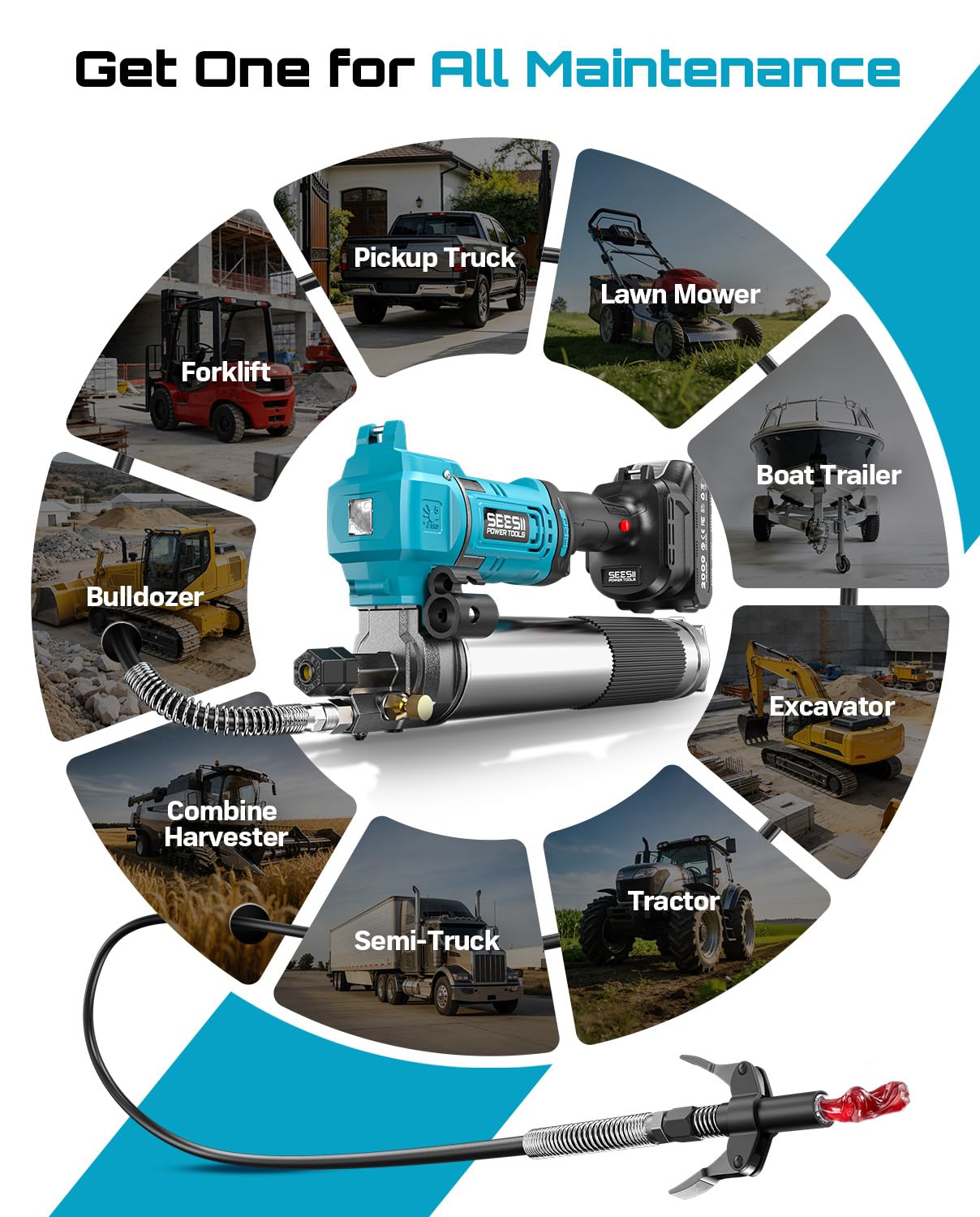 Seesii grease gun ergonomic design reduces fatigue during long jobs.
