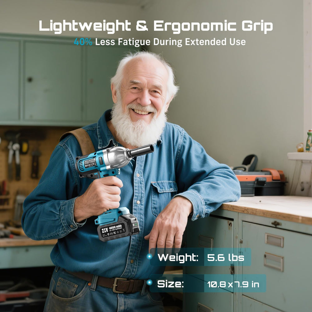 Seesii impact wrench in hand demonstrating lightweight control and reduced fatigue
