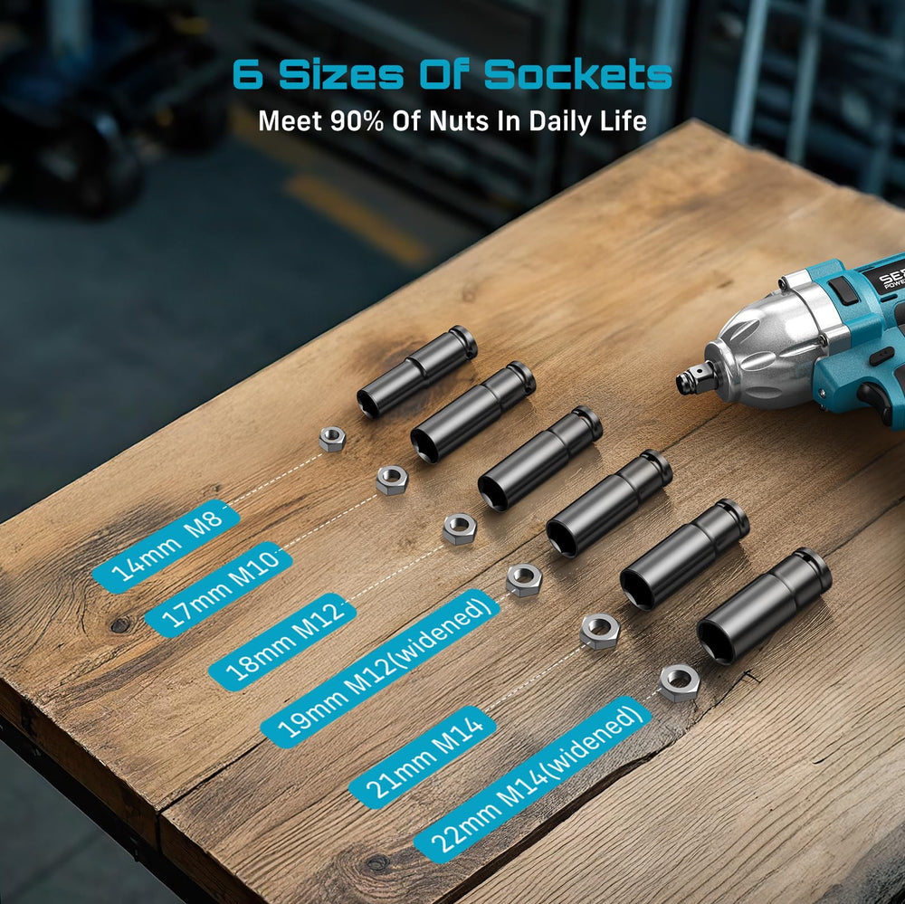 Seesii impact wrench used in a garage changing a tire for professional convenience