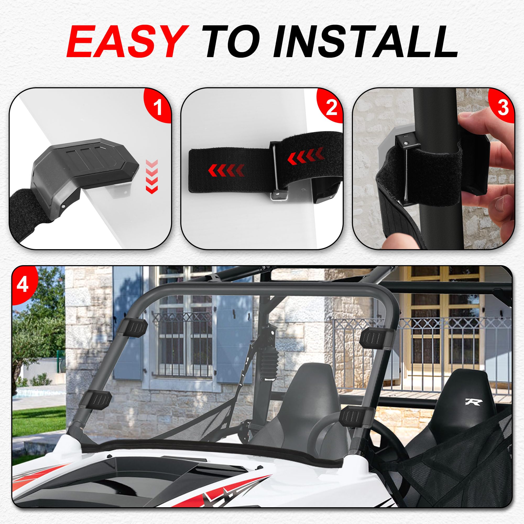 Seeutek UTV windshield clamps kit installed on a UTV for stability