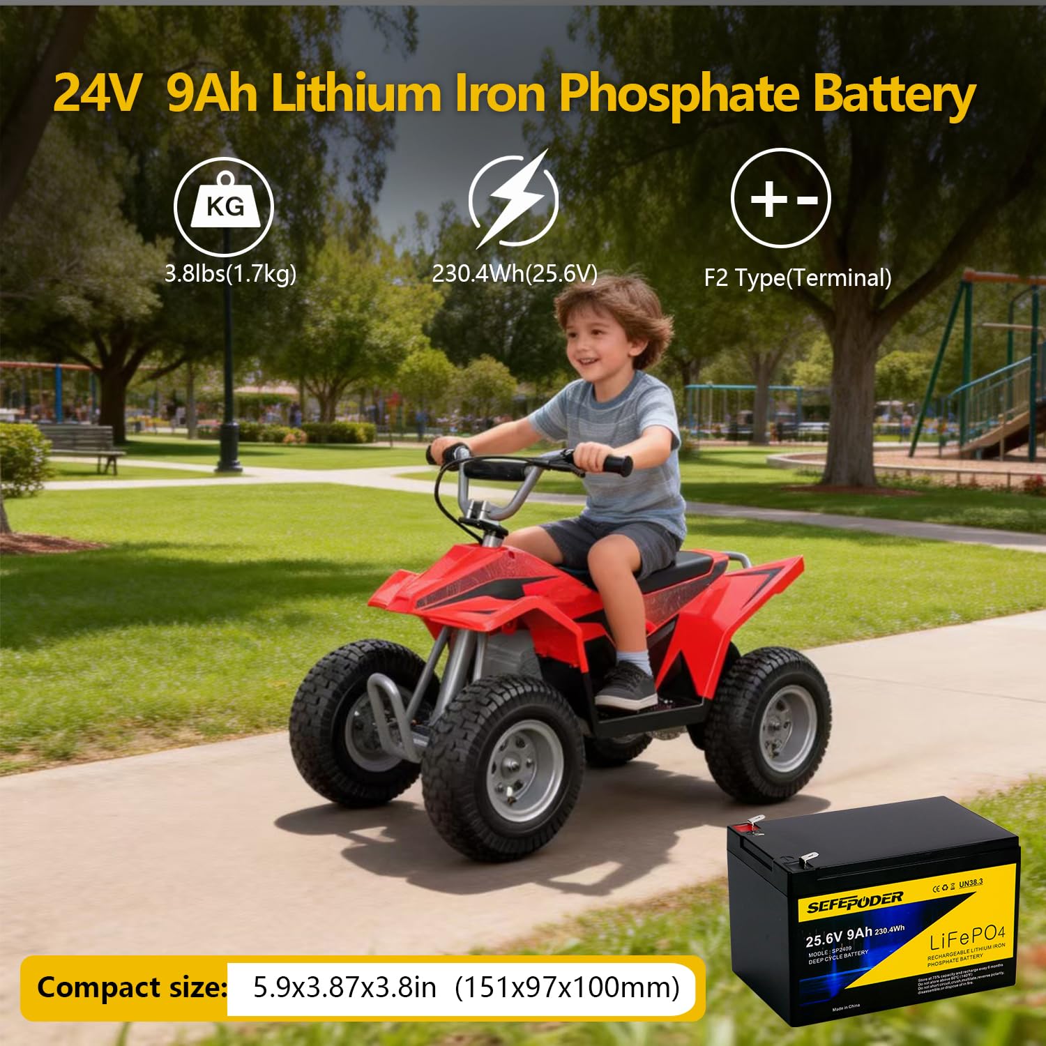 SEFEPODER 24V 9Ah battery pack with scooter, smooth performance for daily rides.