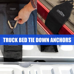 Sefream EZ Truck Bed Anchors securing straps to prevent movement during transit.