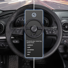 Non-slip rubber backing reduces slippage for safer steering during busy commutes.