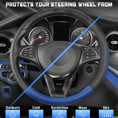 SEG Direct steering wheel cover provides comfortable grip and sweat absorption.