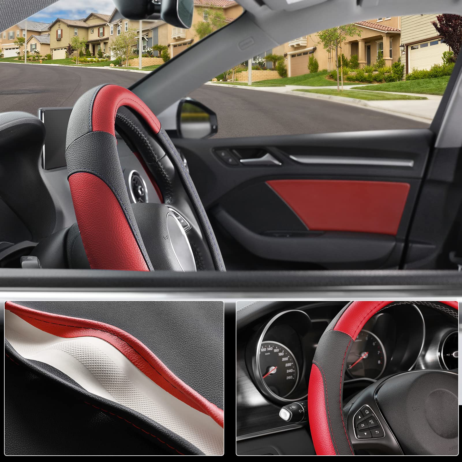 SEG Direct steering wheel cover on-civic wheel highlights non-slip grip