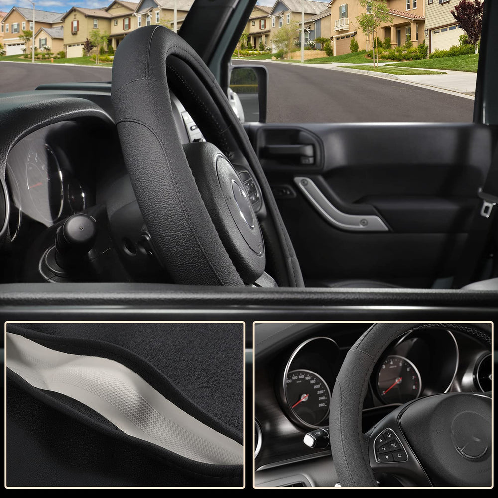 SEG Direct steering wheel cover is easy to install on 15.5-16 inch wheels.