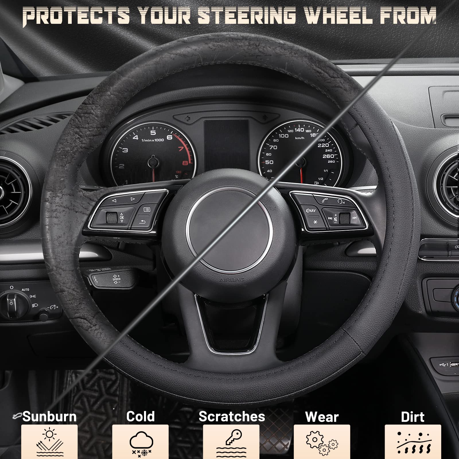 SEG Direct protects steering wheel from sun damage and scratches.
