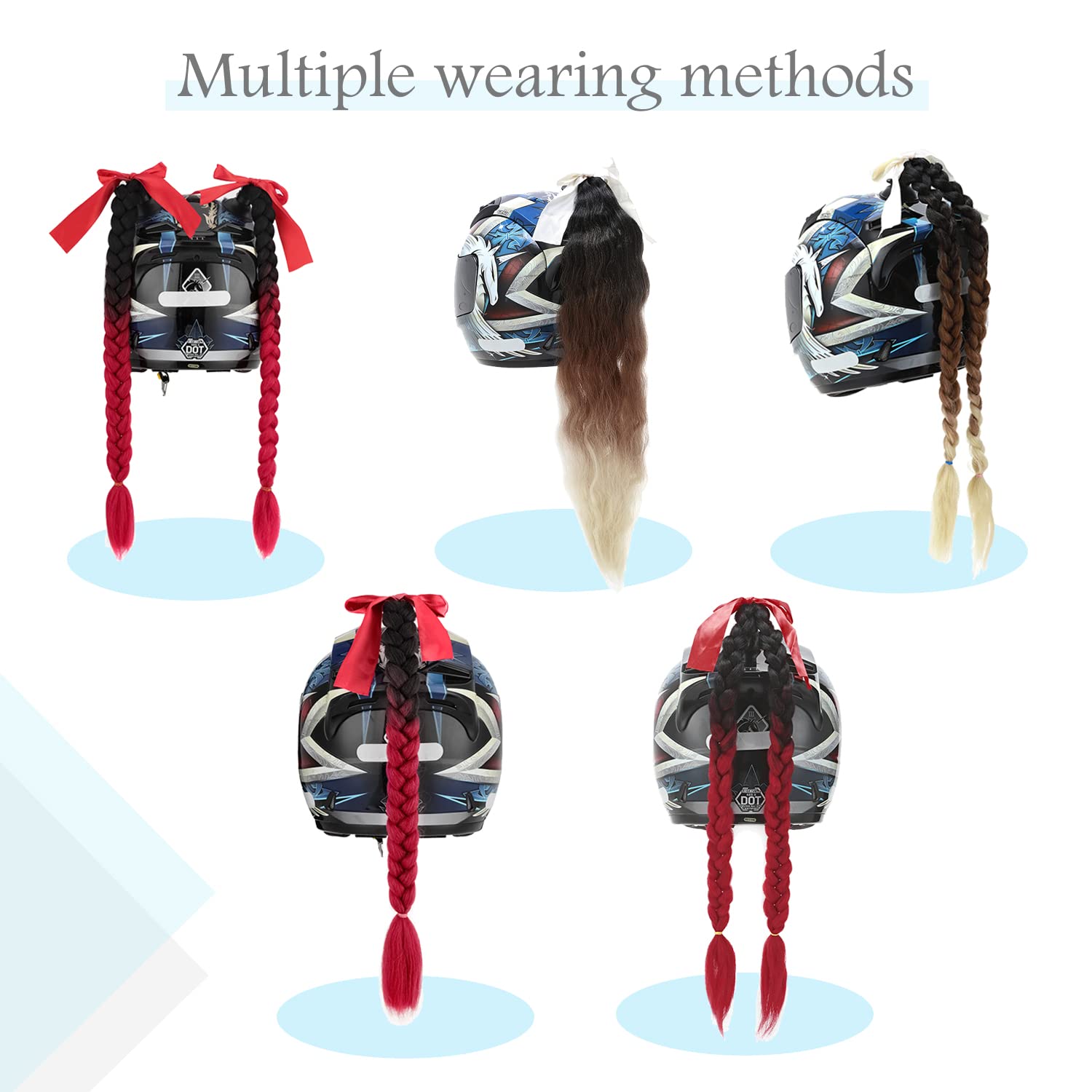 SEGO two-pack helmet braids offer decorative styling without helmet modification.