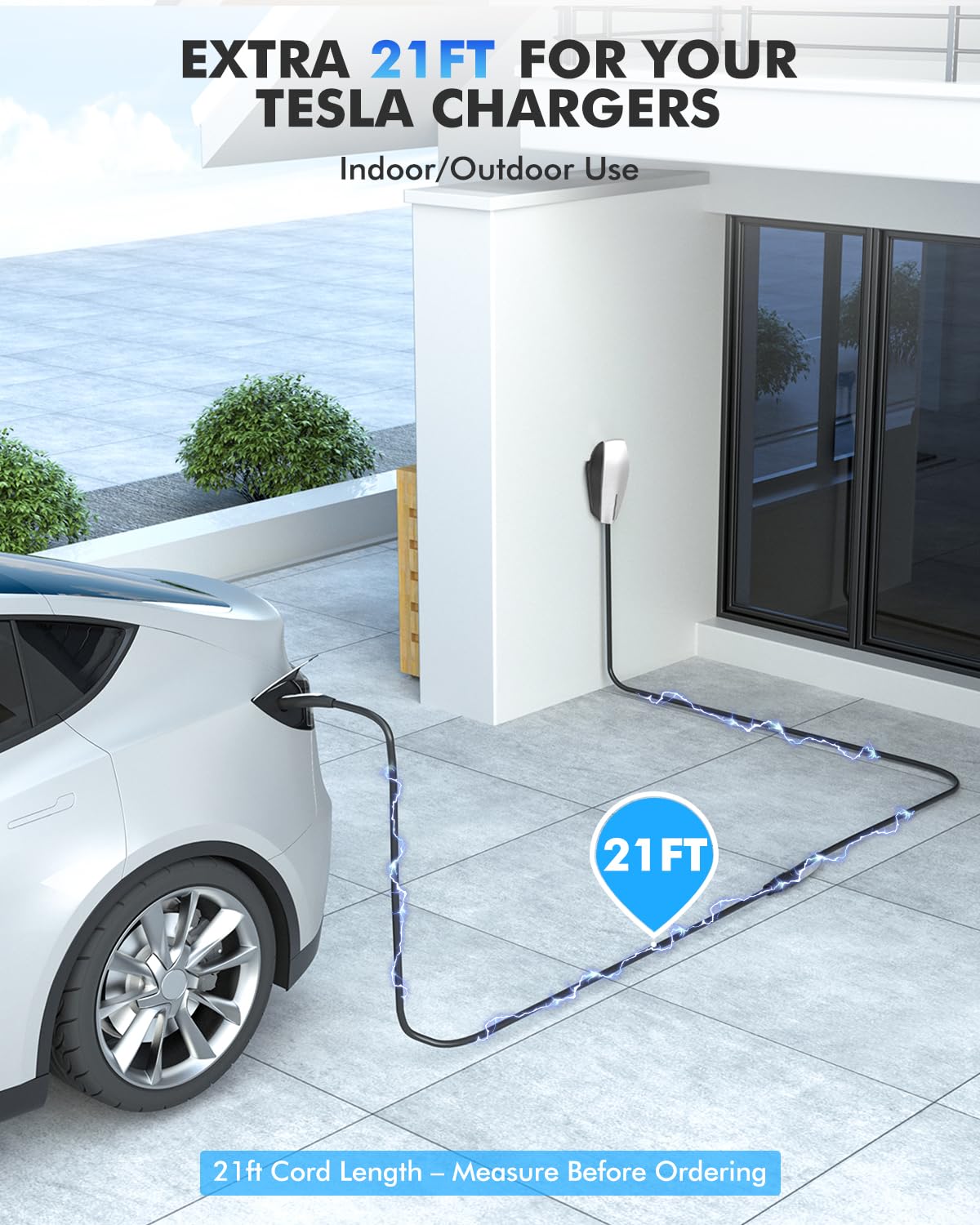 SEGUMA 21ft NACS extension cable IP66 rugged build supports reliable charging in any weather.