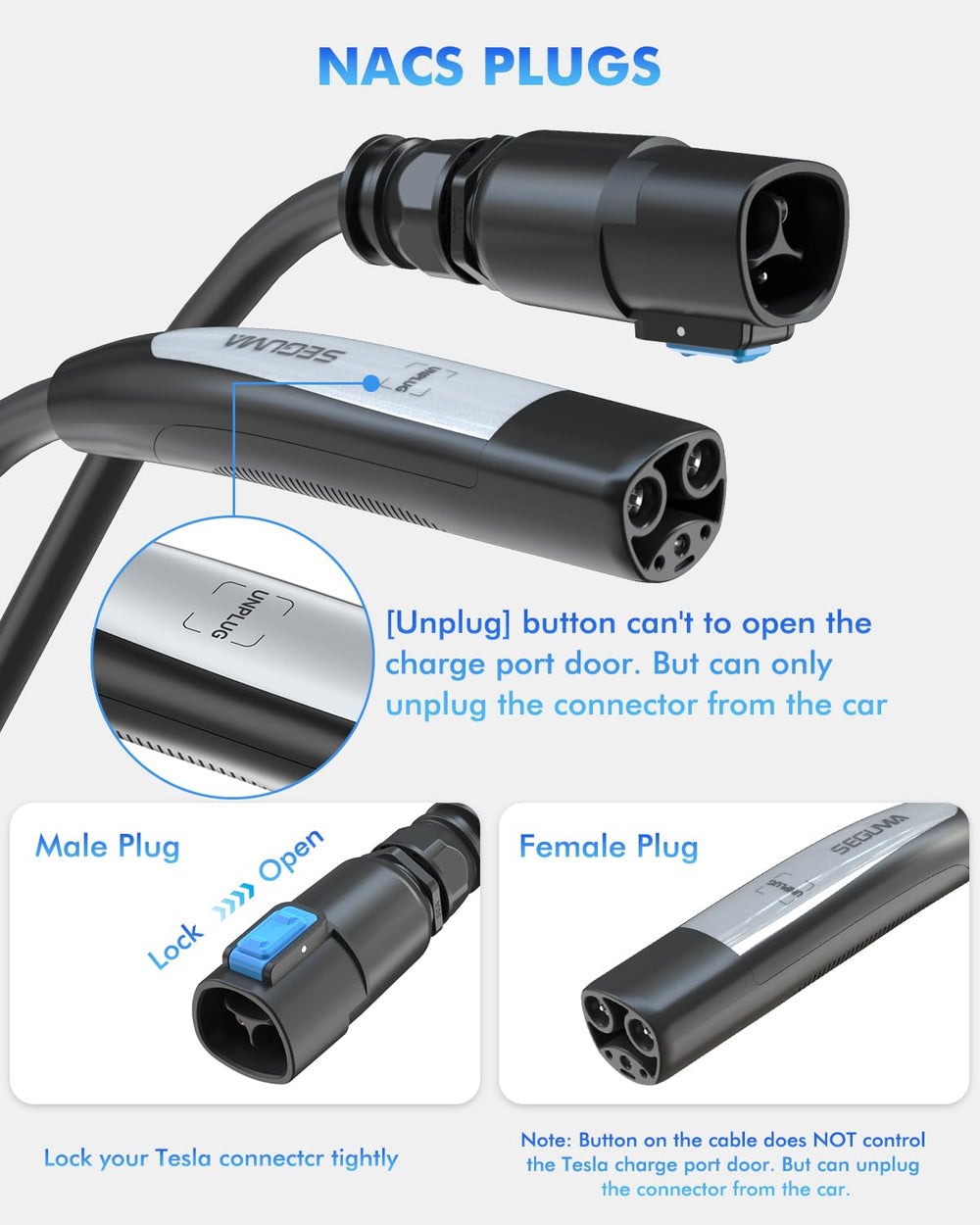 SEGUMA 21ft extension cable displays durable TPE material for daily use.