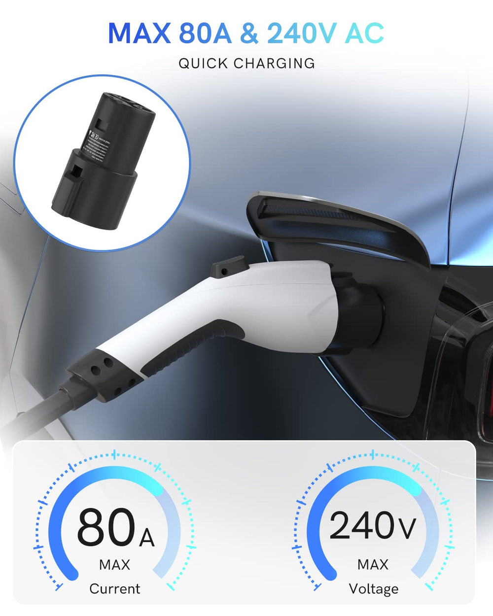 SEGUMA J1772 to Tesla adapter ports and labels for quick setup