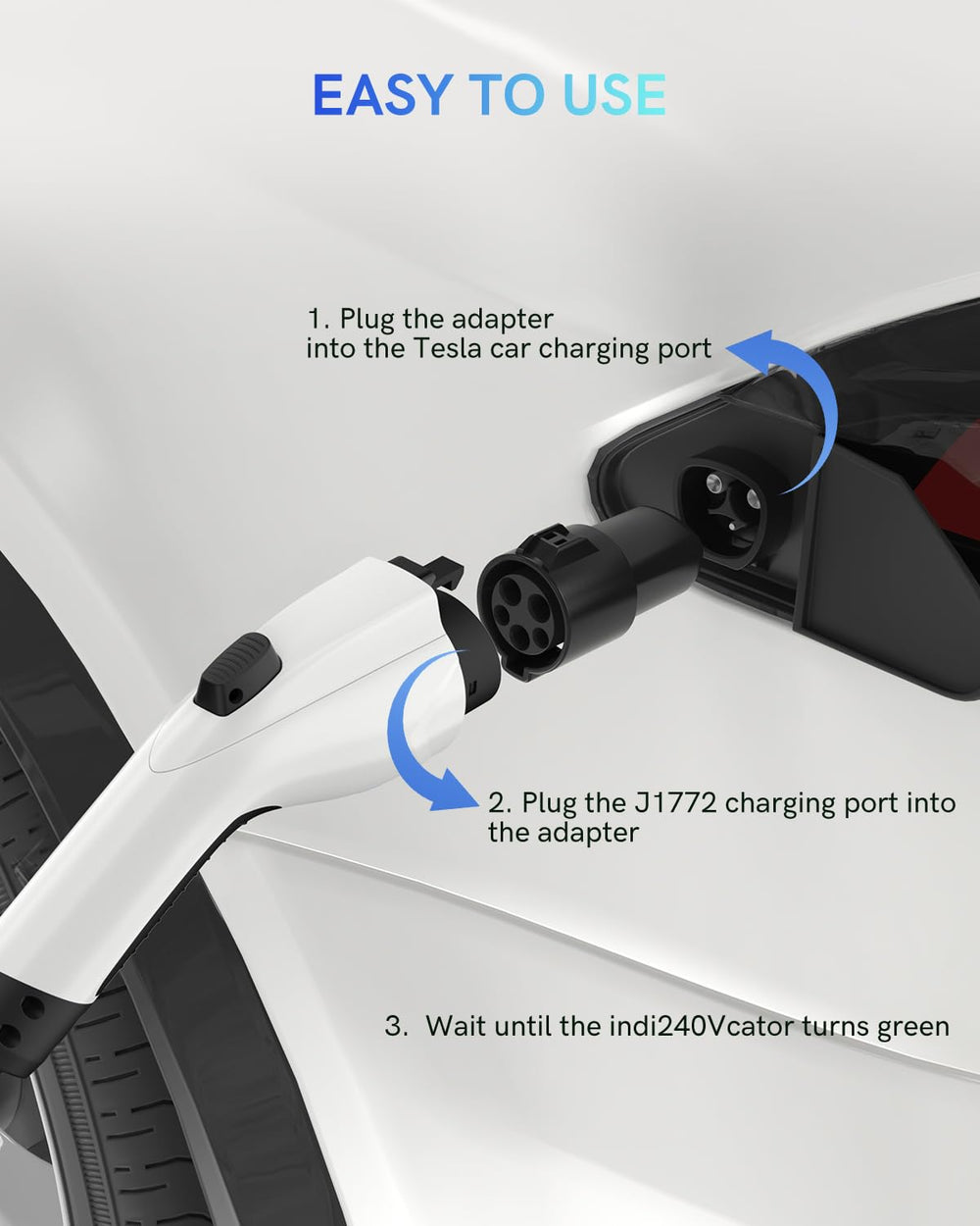 SEGUMA J1772 to Tesla adapter in-use while traveling, charging at a public station