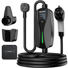 SEGUMA Level 2 EV Charger with NEMA 10-30 plug for easy garage charging.