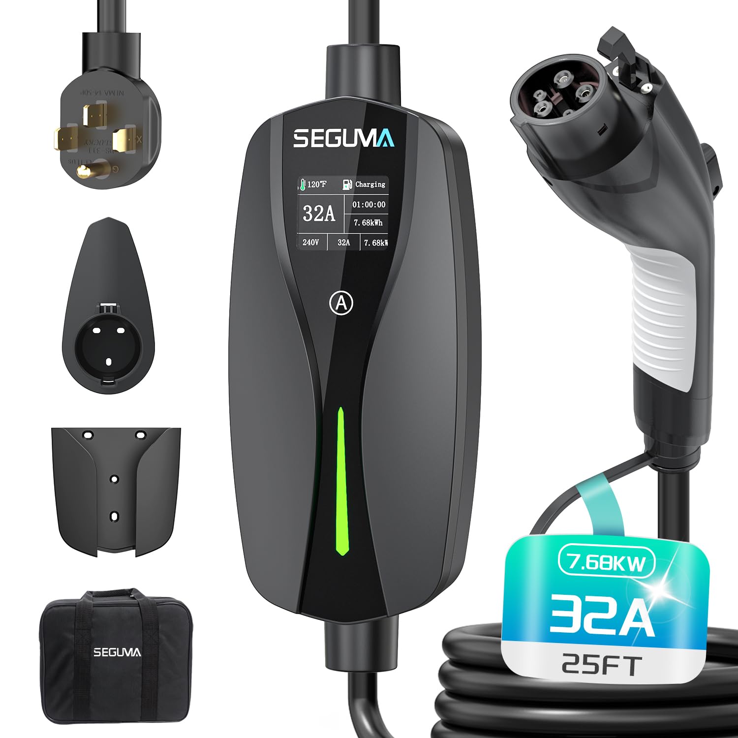 SEGUMA Level 2 EV Charger with NEMA 14-50 plug for faster charging at home