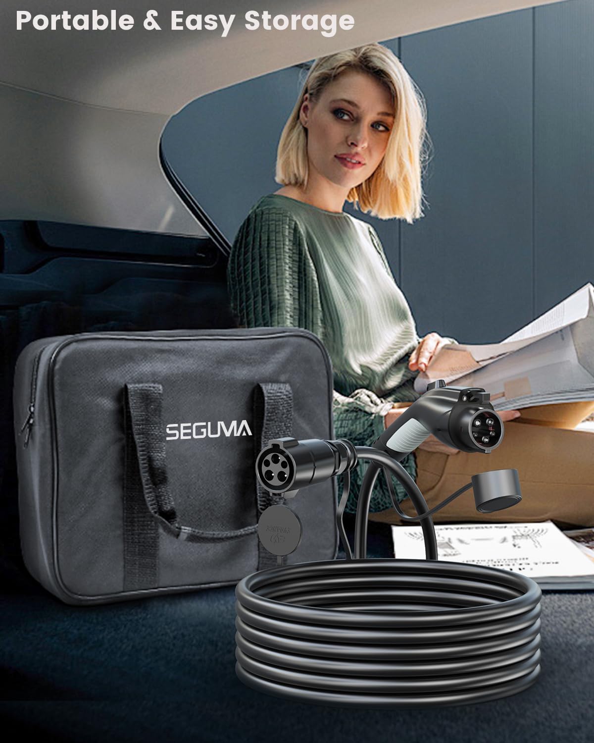 SEGUMA compatible with Level 1 and Level 2 J1772 chargers for versatility.