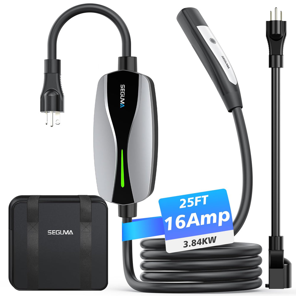 SEGUMA Tesla charger with NACS and a 25ft cable for home charging.
