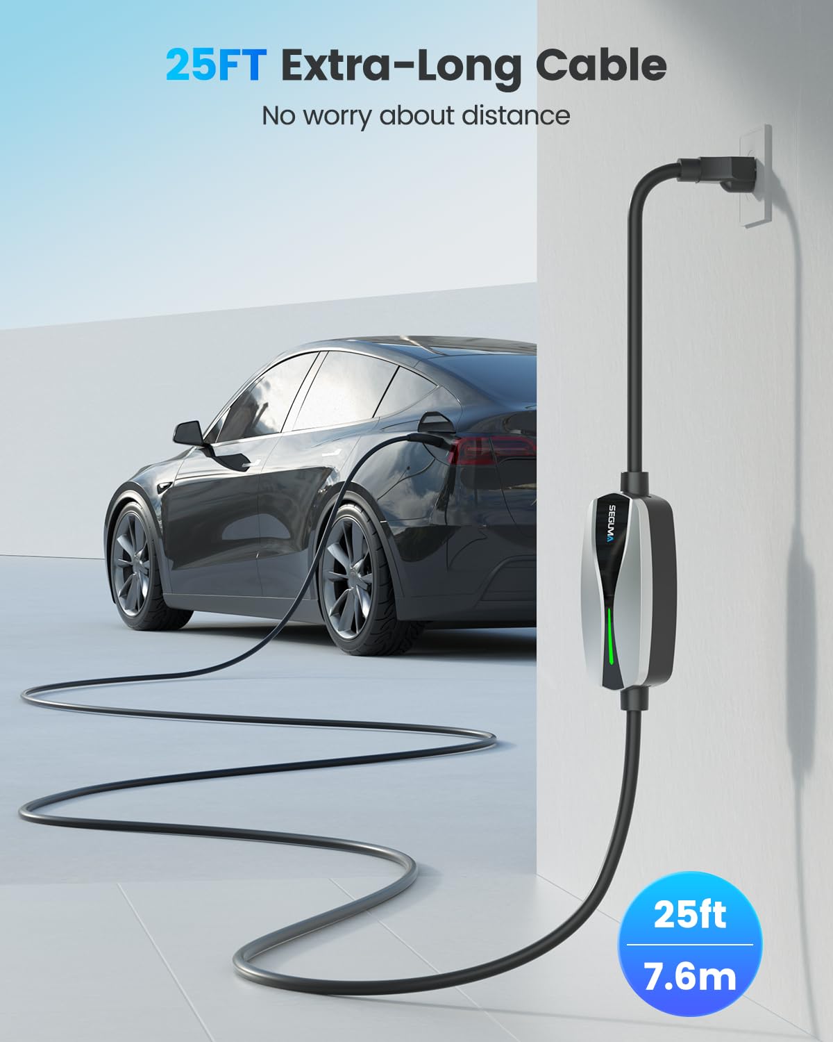 SEGUMA Tesla charger NEMA6-20 plug image showing 240V fast charging option