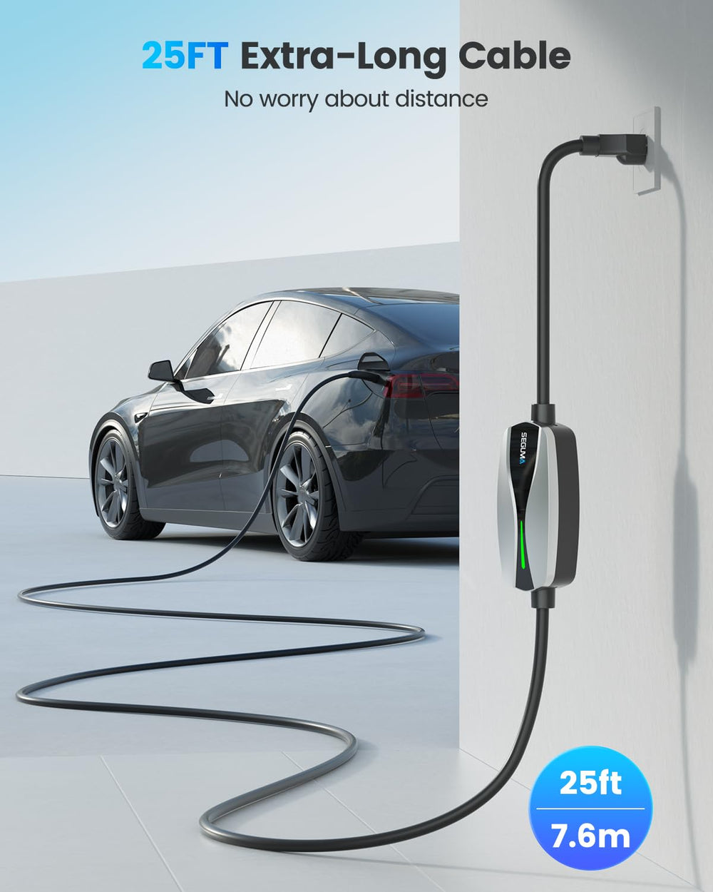 SEGUMA Tesla charger NEMA6-20 plug image showing 240V fast charging option