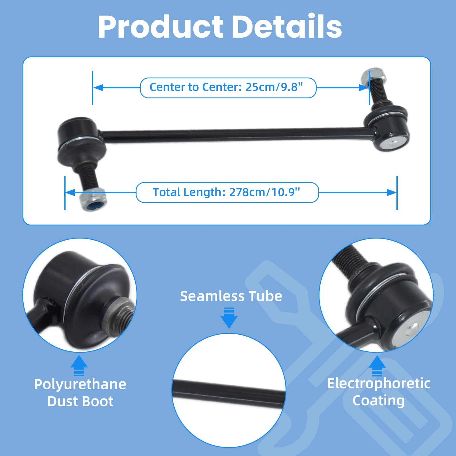 SegurVelo sway bar end link provides smoother rides with less vibration in turns.