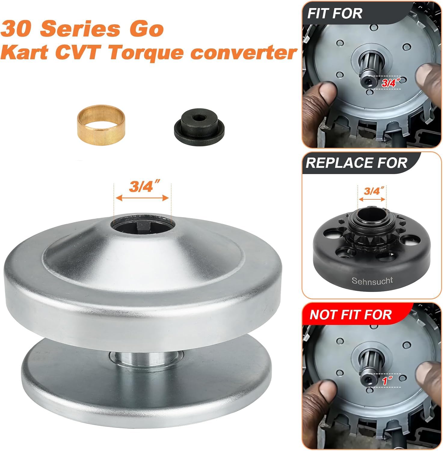 SEHNSUCHT 10-tooth sprocket shown with 3/4 inch bore for compatibility.