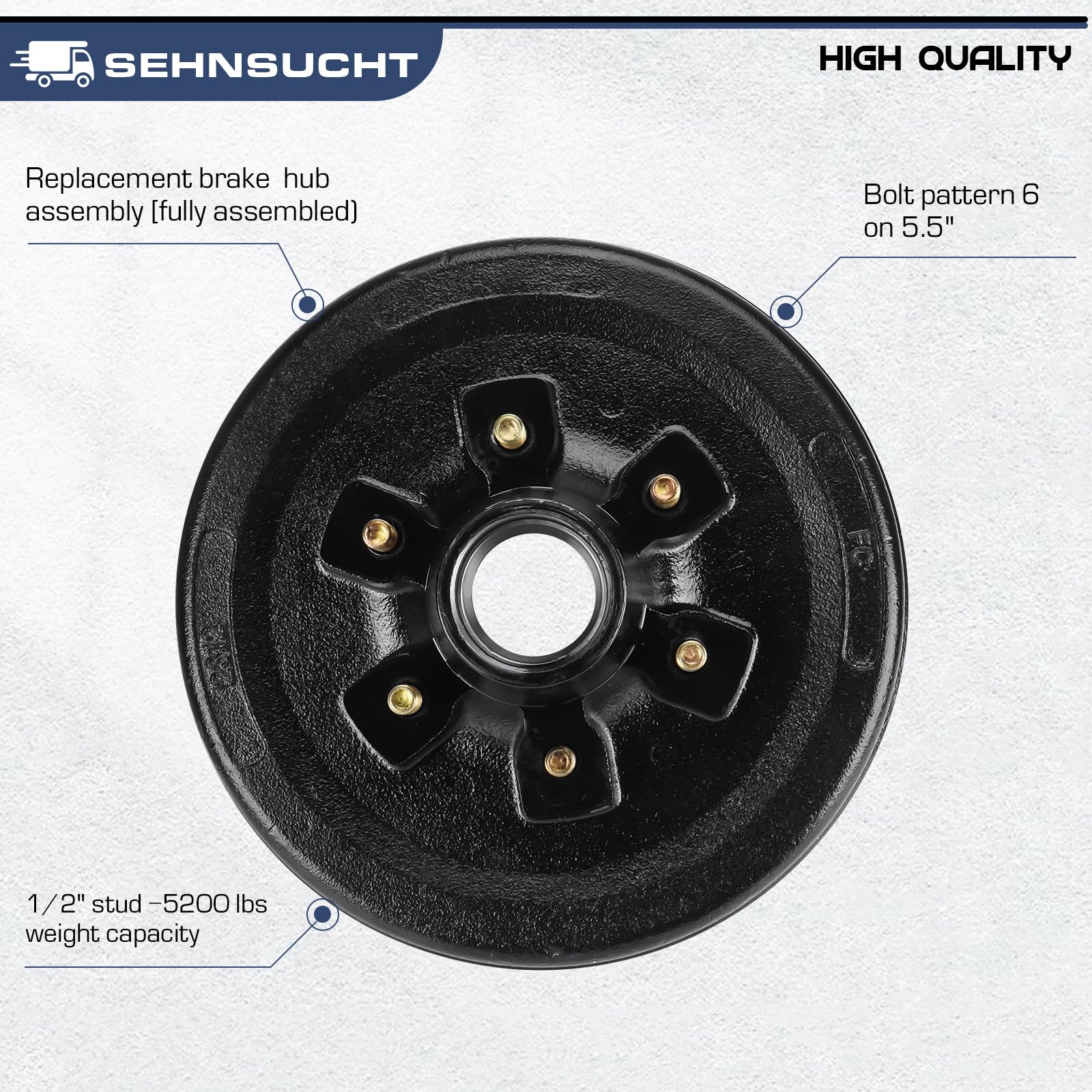 SEHNSUCHT 12 x 2 electric brake drum for responsive towing performance.