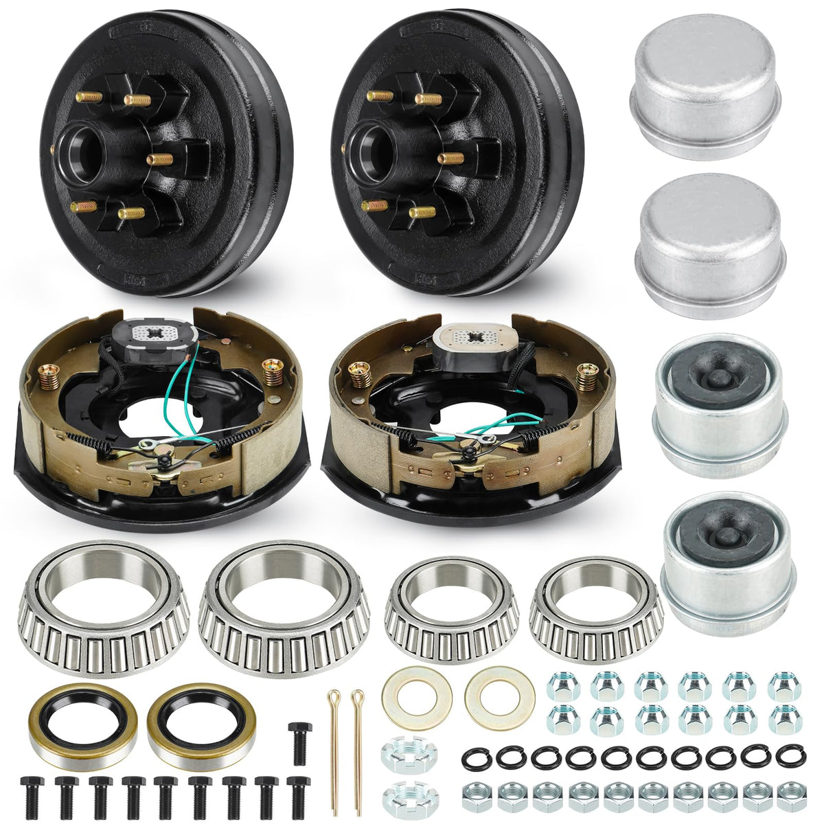 SEHNSUCHT trailer axle kit with 6-hole pattern for reliable braking on 5.5-inch hubs.