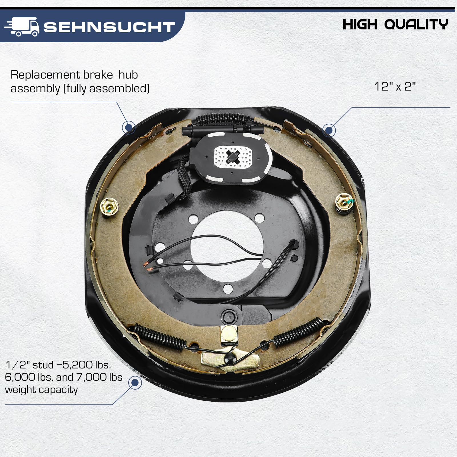 SEHNSUCHT right 12x2 inch electric brake assembly for balanced trailer braking