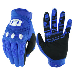 Seibertron blue MX ATV gloves protect the back of the hand during rugged rides.