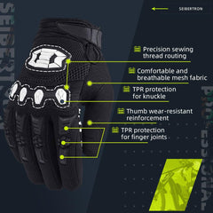 Seibertron gloves durable, flexible backhand materials designed for tough outdoor conditions.