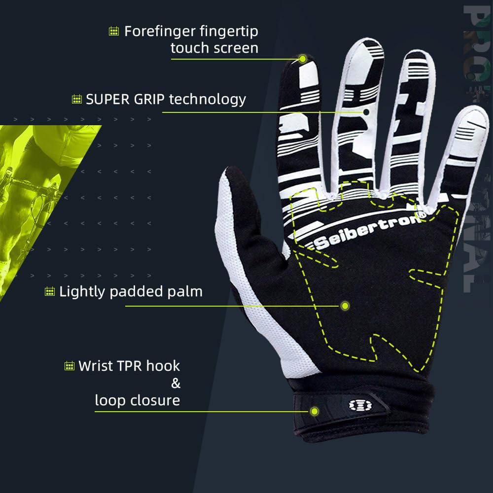 Seibertron gloves in action on a bike showing touchscreen capability