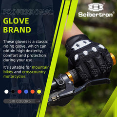 Seibertron MX gloves palm-grip close-up demonstrating touchscreen compatibility during rides.