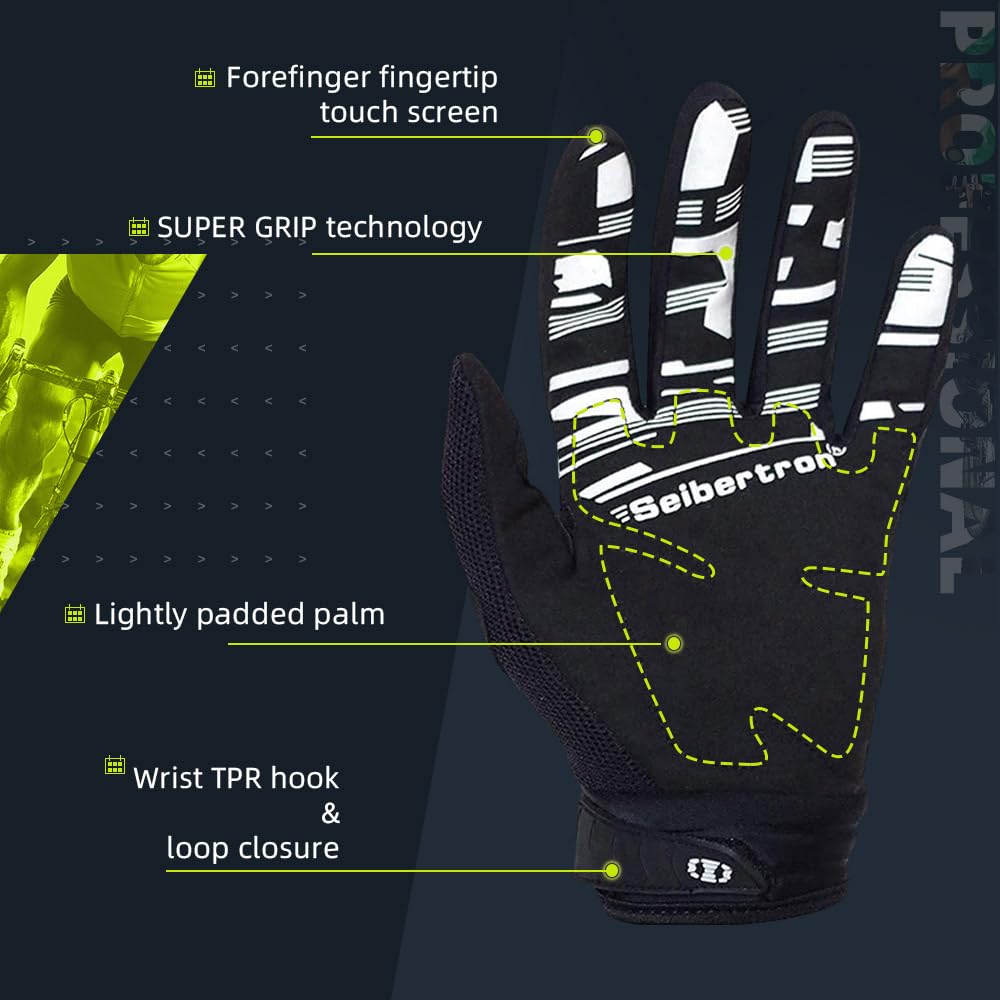 Seibertron MX gloves wrist-closure image highlighting secure, adjustable fit.