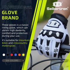Seibertron MX ATV gloves palm grip texture for secure handling.