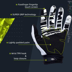 Seibertron Youth MX gloves touchscreen index feature in white for easy device use.