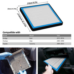 SEINECA CF10374 pleated particulate layer captures dust and pollen efficiently.