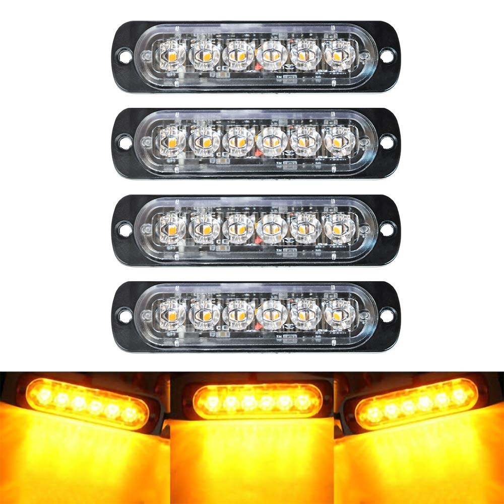 SEISSO four-pack amber strobe lights, front view, for enhanced vehicle visibility