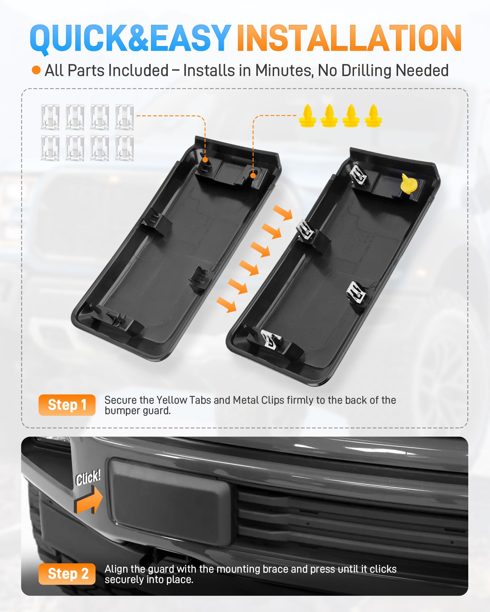 Sejaede F150 bumper end cap left close-up with secure snap-in fit
