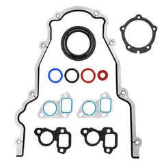 Sejaede timing cover gasket set packaging for GM engines, ready for installation.