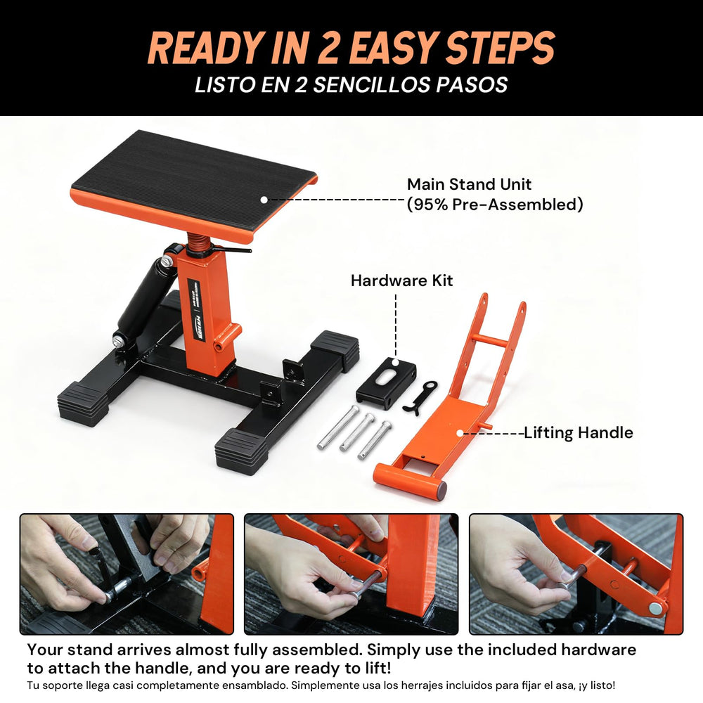 SEKAM adjustable-height stand from 10 to 13.8 inches fits various dirt bikes.