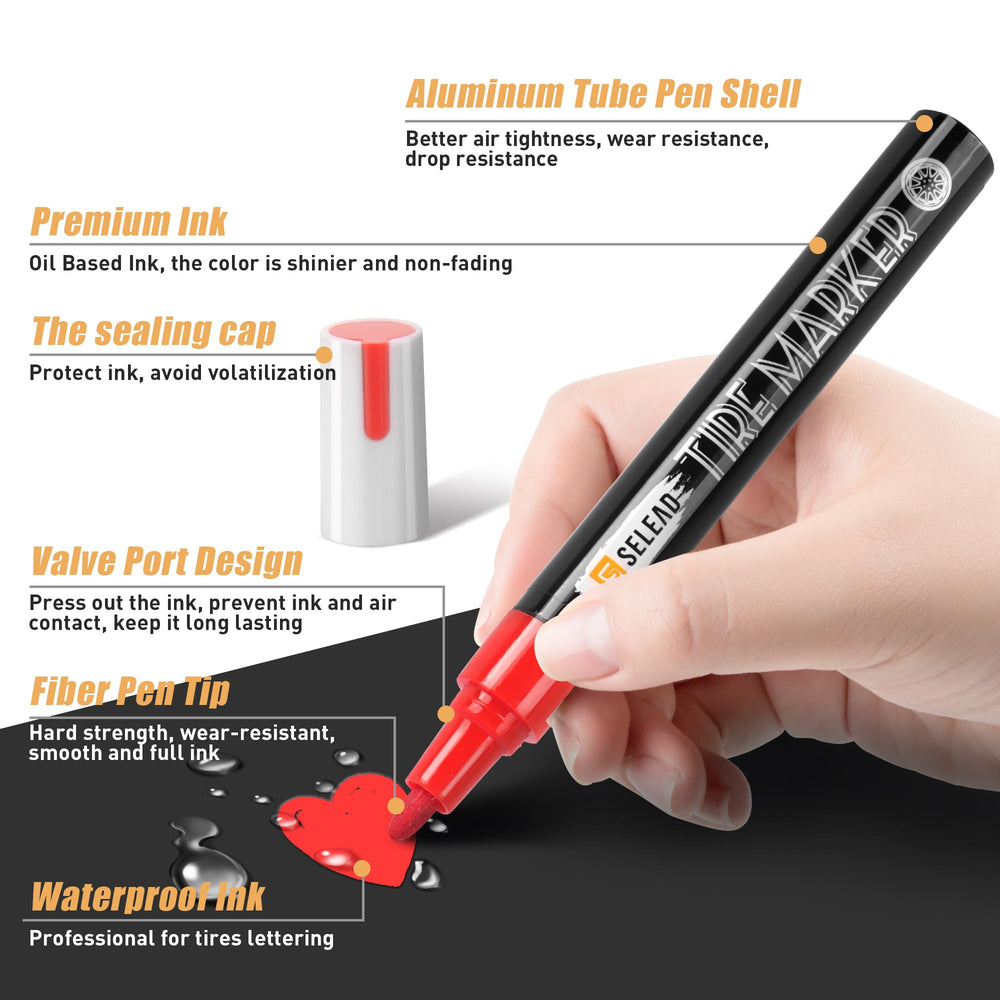SELEAD 3mm medium tip enables precise lettering on tire surfaces