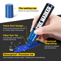 SELEAD tire marker blue cap provides weather-resistant detailing.