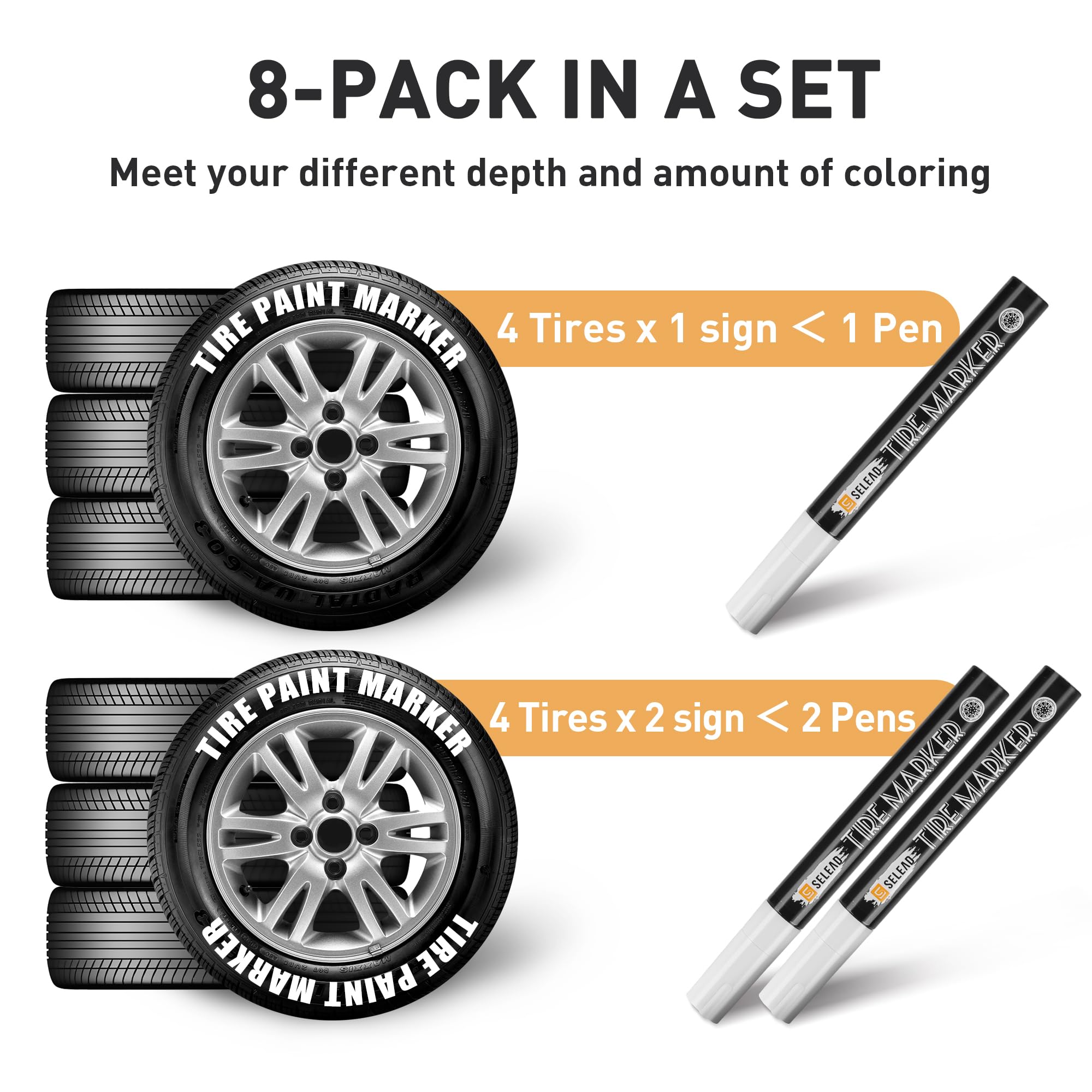 SELEAD Tire Marker White weather resistant ink resists sun and rain