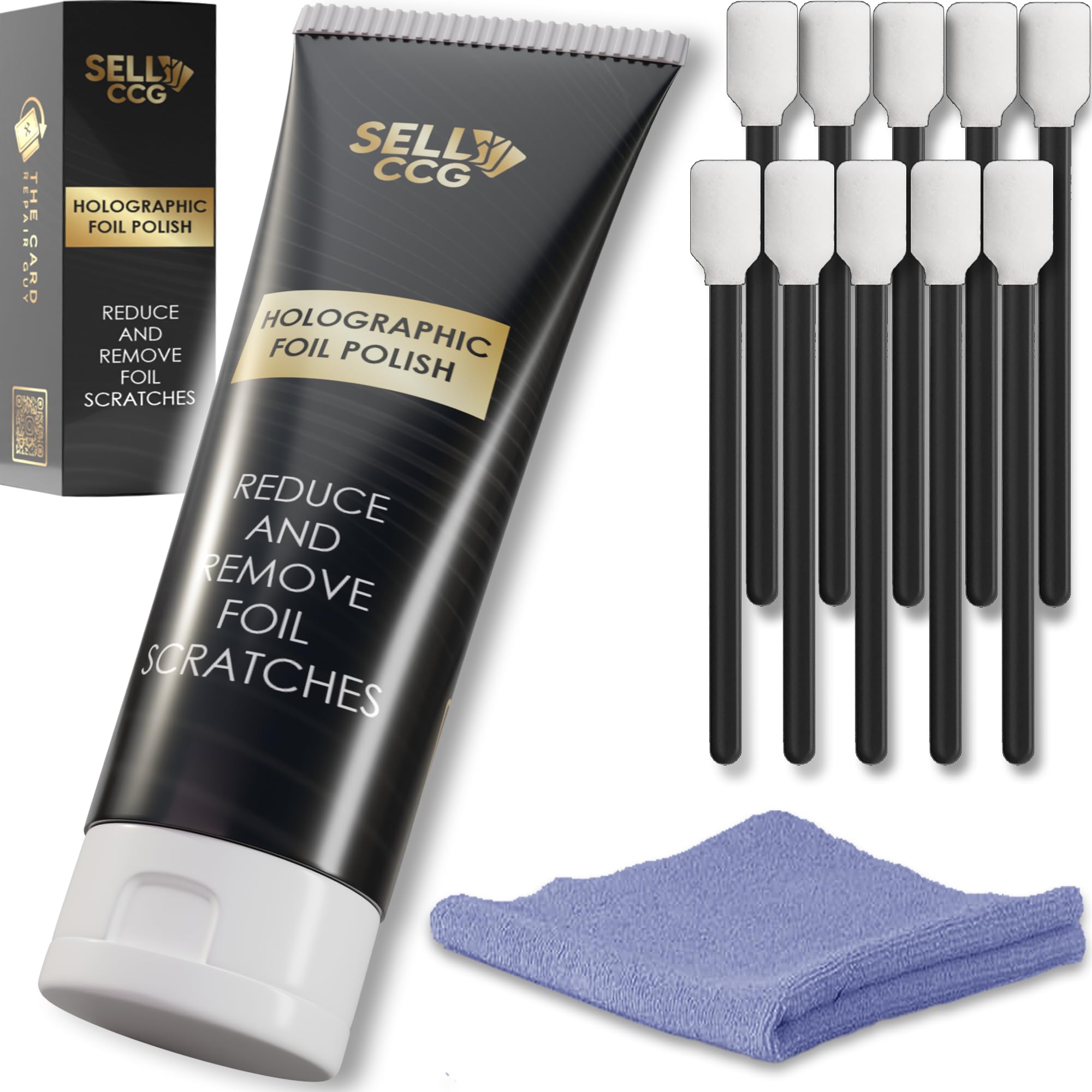 SellCCG bottle applies holographic foil surface polish for enhanced shine.