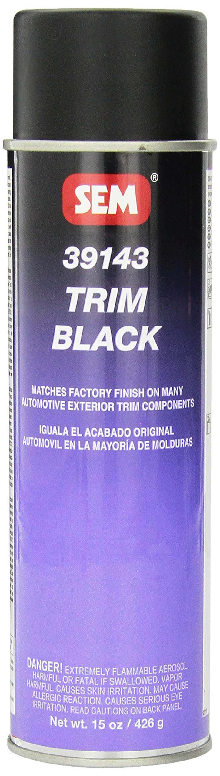 SEM 39143 Trim Black Aerosol spray can for OEM-match automotive trim touch-ups