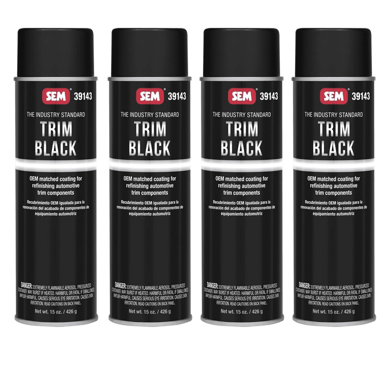 SEM 39143 Trim Black Aerosol finish on sample panel shows flexible durability.