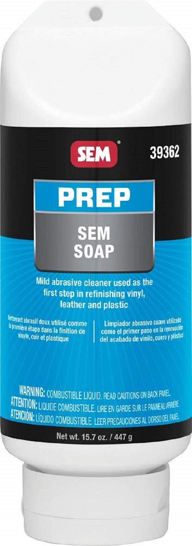SEM 39362 Prep Soap bottle with foaming action for vinyl, leather, and plastic prep