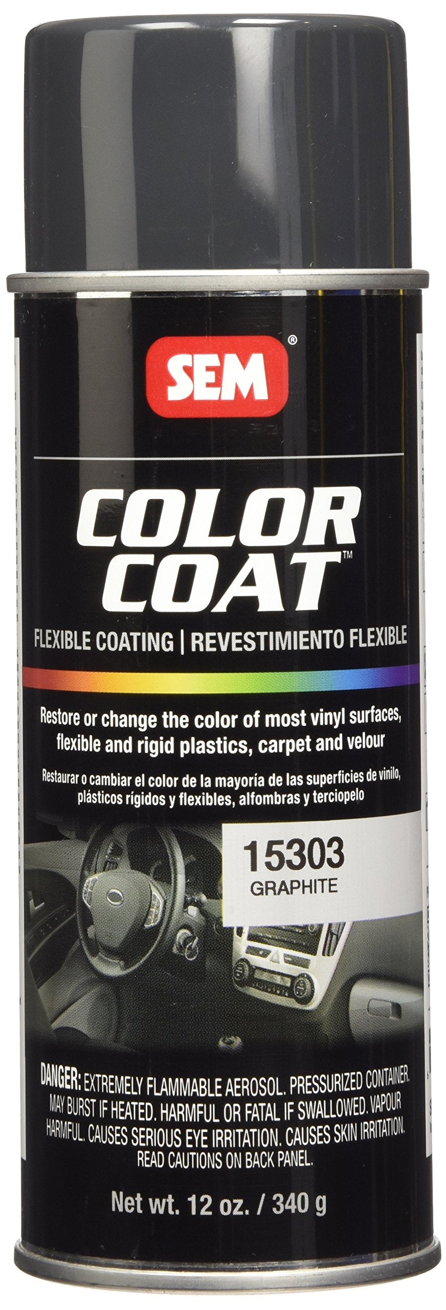 SEM Graphite Color Coat bottle 12 oz for durable surface finish.